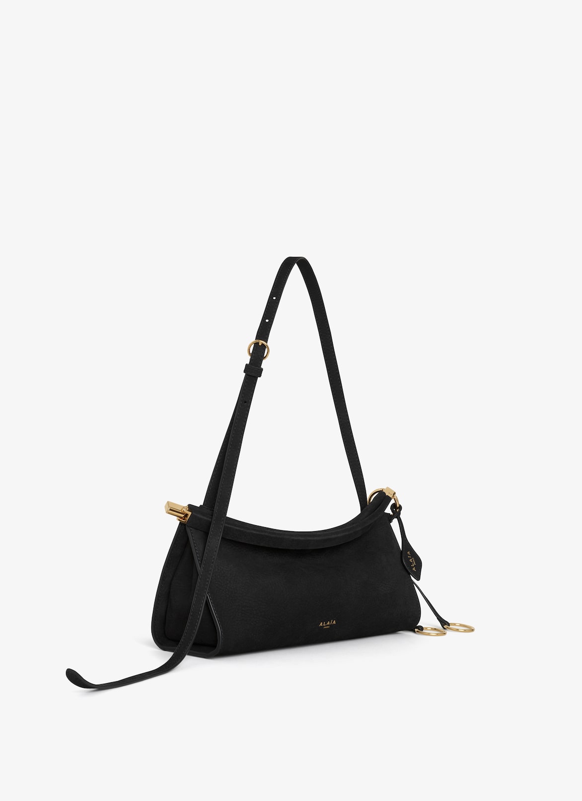 LE CLICK EAST WEST SMALL BAG IN NUBUCK ALAÏA BLACK LE CLICK EAST WEST SMALL BAG IN NUBUCK